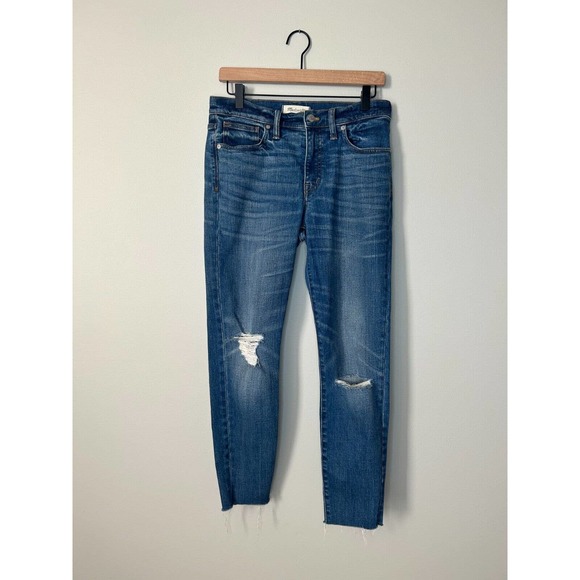 Madewell 9" High Riser Skinny Skinny Crop Jeans Women's 28 Blue Distressed Denim - Picture 3 of 8